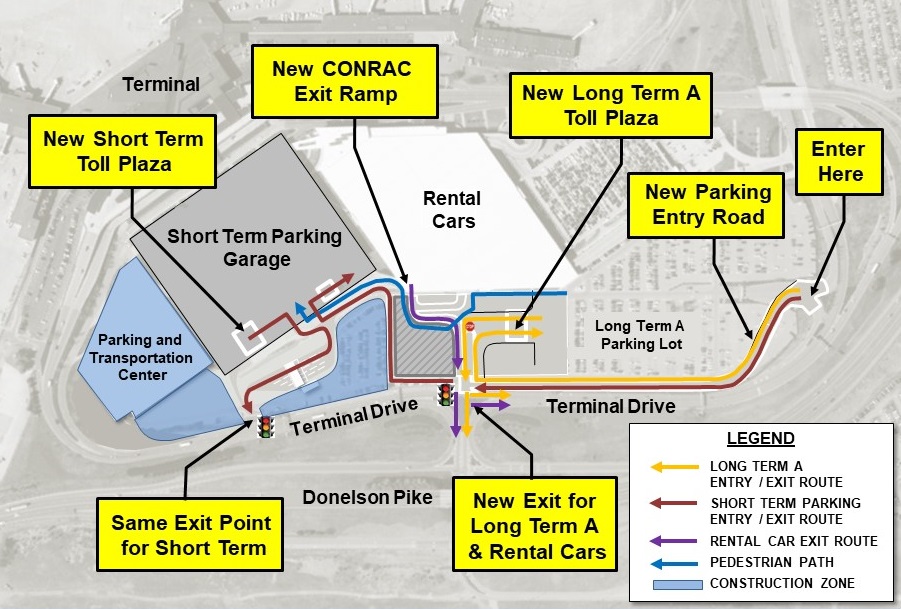 Bna Ground Transportation Transport Informations Lane   BNA Parking Updates Map July 2018 