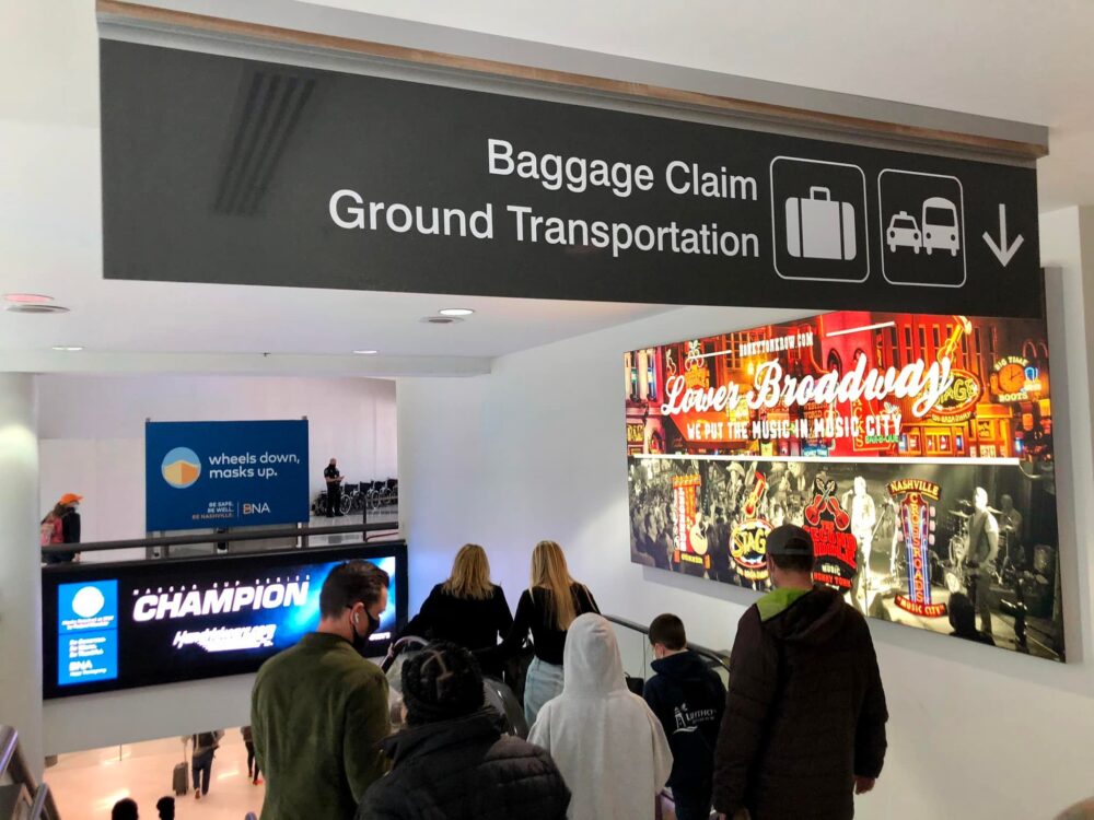 Look up! Follow the signs to Ground Transportation BNA Vision